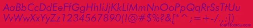 FuturaBookItalicBt-Schriftart – Violette Schriften auf rotem Hintergrund