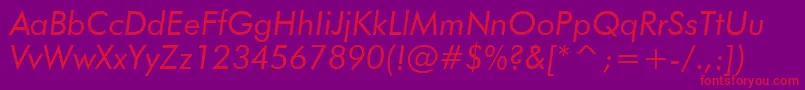 FuturaBookItalicBt Font – Red Fonts on Purple Background