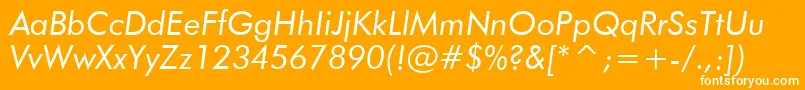 Шрифт FuturaBookItalicBt – белые шрифты на оранжевом фоне