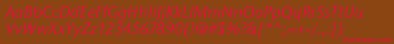 フォントStoneSansItcTtMediumitalic – 赤い文字が茶色の背景にあります。