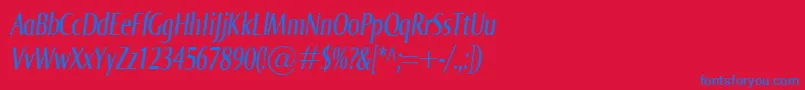 NormaComprItalic-fontti – siniset fontit punaisella taustalla