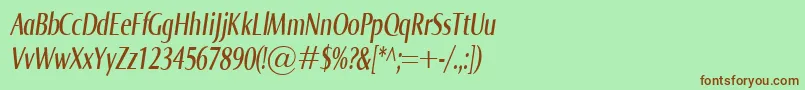 NormaComprItalic-fontti – ruskeat fontit vihreällä taustalla