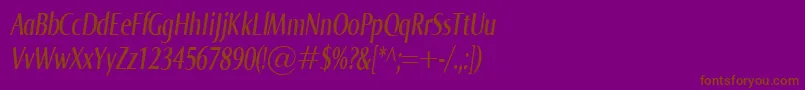 NormaComprItalic-fontti – ruskeat fontit violetilla taustalla