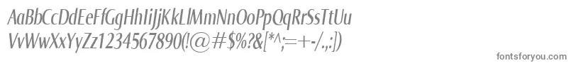 NormaComprItalic-fontti – harmaat kirjasimet valkoisella taustalla