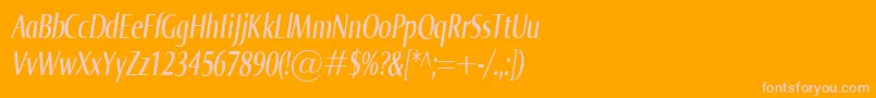 NormaComprItalic-fontti – vaaleanpunaiset fontit oranssilla taustalla