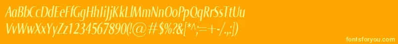 Lisätietoja NormaComprItalic-fontista NormaComprItalic-fontti – keltaiset fontit oranssilla taustalla