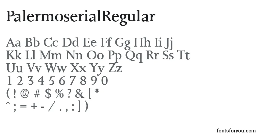 A fonte PalermoserialRegular – alfabeto, números, caracteres especiais
