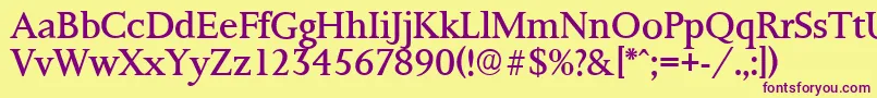 PalermoserialRegular Font – Purple Fonts on Yellow Background