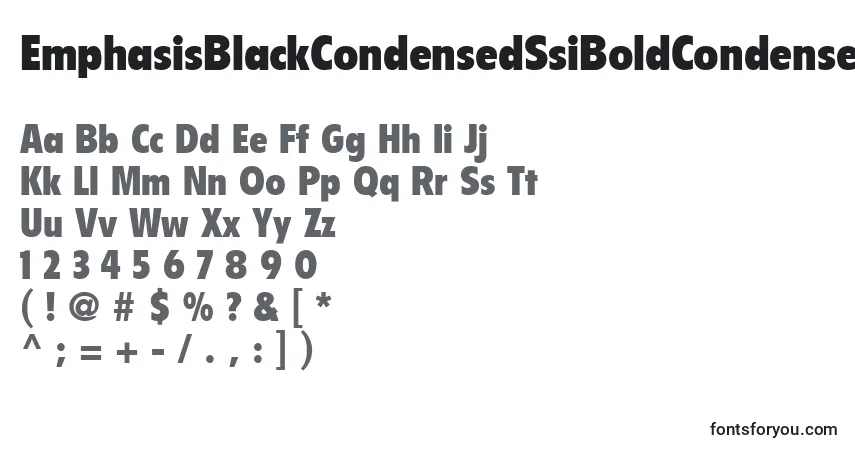 Czcionka EmphasisBlackCondensedSsiBoldCondensed – alfabet, cyfry, specjalne znaki