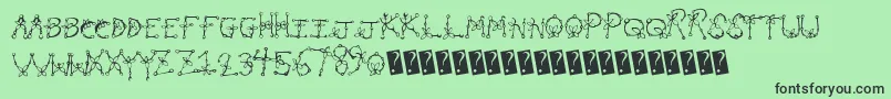 Planttype-Schriftart – Schwarze Schriften auf grünem Hintergrund