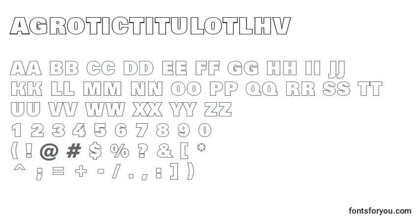 Schriftart AGrotictitulotlhv – Alphabet, Zahlen, spezielle Symbole