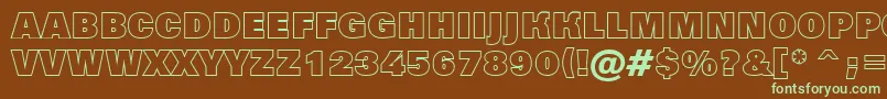 フォントAGrotictitulotlhv – 緑色の文字が茶色の背景にあります。