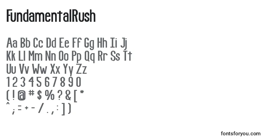 Czcionka FundamentalRush – alfabet, cyfry, specjalne znaki