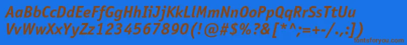 OfficinasansstdBolditalic Font – Brown Fonts on Blue Background