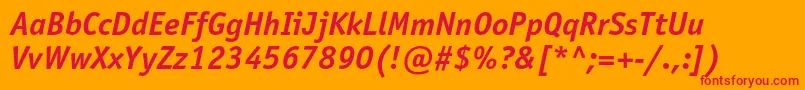 OfficinasansstdBolditalic Font – Red Fonts on Orange Background