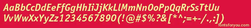 OfficinasansstdBolditalic Font – Yellow Fonts on Red Background