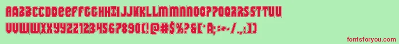 Warnationacad-Schriftart – Rote Schriften auf grünem Hintergrund