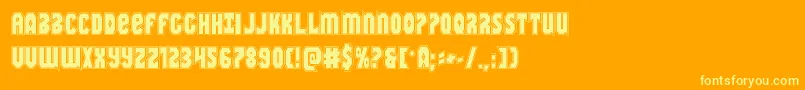 Warnationacad-Schriftart – Gelbe Schriften auf orangefarbenem Hintergrund