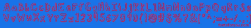Kbcurioussoul-Schriftart – Rote Schriften auf blauem Hintergrund