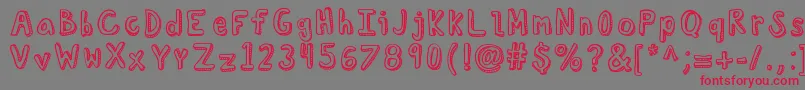 Kbcurioussoul-Schriftart – Rote Schriften auf grauem Hintergrund