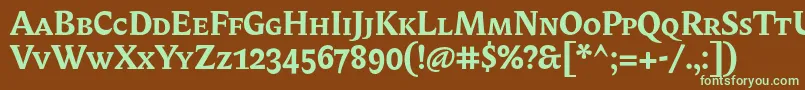 Czcionka BiblonitcsmallcapsBold – zielone czcionki na brązowym tle