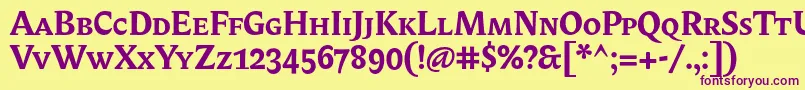 BiblonitcsmallcapsBold Font – Purple Fonts on Yellow Background