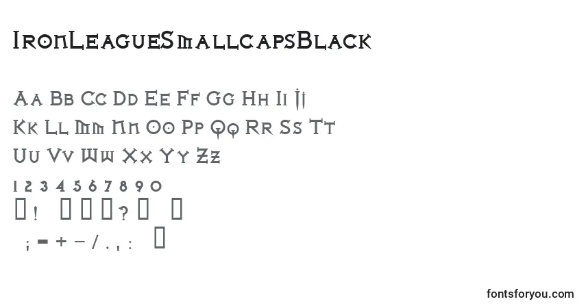 A fonte IronLeagueSmallcapsBlack – alfabeto, números, caracteres especiais