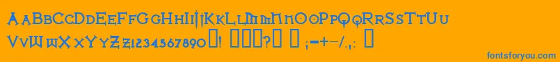 IronLeagueSmallcapsBlack Font – Blue Fonts on Orange Background