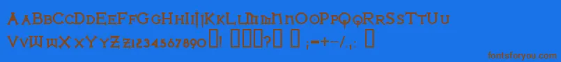 Шрифт IronLeagueSmallcapsBlack – коричневые шрифты на синем фоне