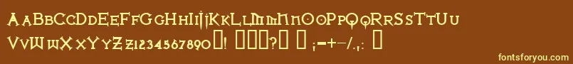 IronLeagueSmallcapsBlack Font – Yellow Fonts on Brown Background