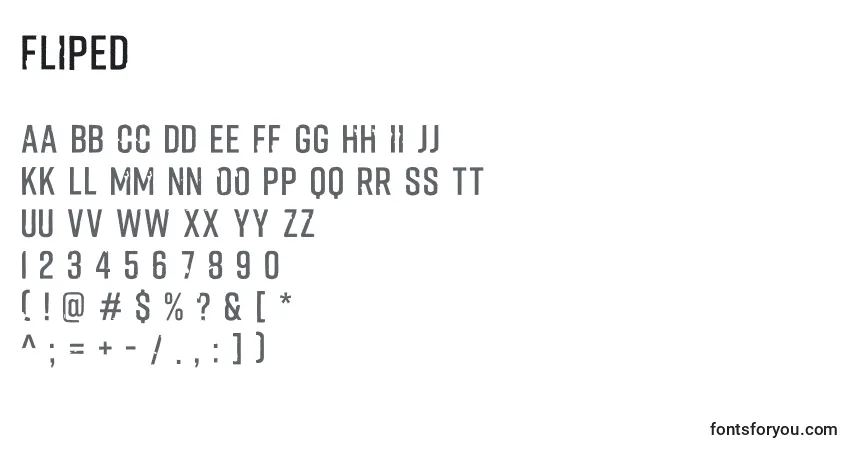Czcionka Fliped – alfabet, cyfry, specjalne znaki