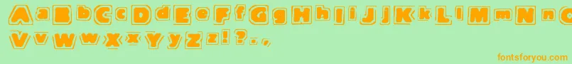 Fonte Tnote – fontes laranjas em um fundo verde