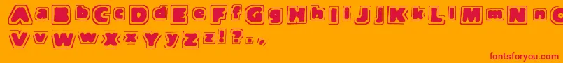 Tnote-Schriftart – Rote Schriften auf orangefarbenem Hintergrund