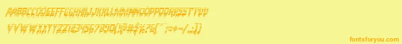 フォントBloodlustgradital – オレンジの文字が黄色の背景にあります。