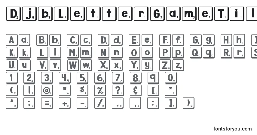 A fonte DjbLetterGameTiles2 – alfabeto, números, caracteres especiais