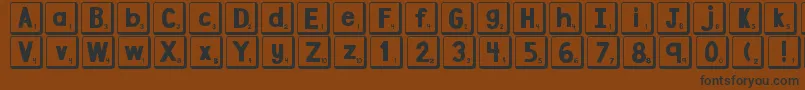 Saiba mais sobre a fonte DjbLetterGameTiles2 Fonte DjbLetterGameTiles2 – fontes pretas em um fundo marrom