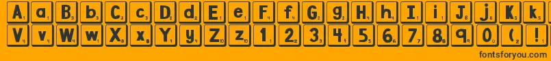 DjbLetterGameTiles2-fontti – mustat fontit oranssilla taustalla