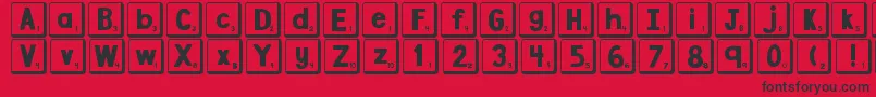 フォントDjbLetterGameTiles2 – 赤い背景に黒い文字