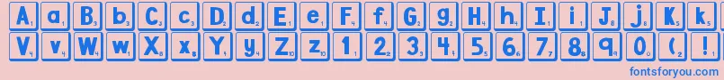 Fonte DjbLetterGameTiles2 – fontes azuis em um fundo rosa