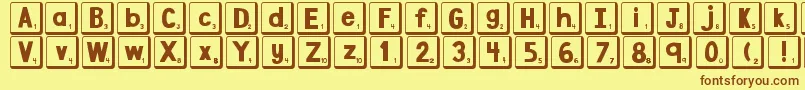 DjbLetterGameTiles2-fontti – ruskeat fontit keltaisella taustalla