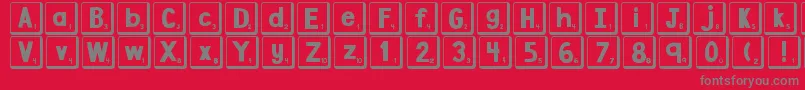 Fonte DjbLetterGameTiles2 – fontes cinzas em um fundo vermelho