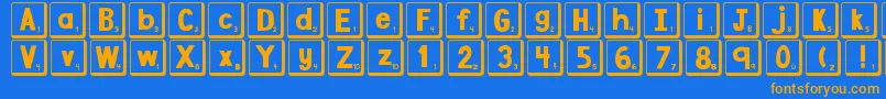 DjbLetterGameTiles2 Font – Orange Fonts on Blue Background