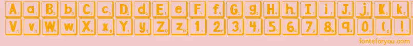 DjbLetterGameTiles2-Schriftart – Orangefarbene Schriften auf rosa Hintergrund