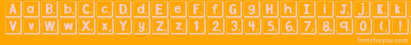 DjbLetterGameTiles2-fontti – vaaleanpunaiset fontit oranssilla taustalla