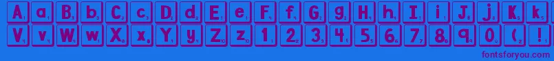 DjbLetterGameTiles2 Font – Purple Fonts on Blue Background
