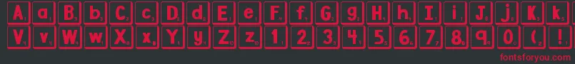 DjbLetterGameTiles2 Font – Red Fonts on Black Background