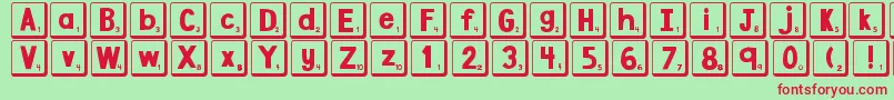 Fonte DjbLetterGameTiles2 – fontes vermelhas em um fundo verde