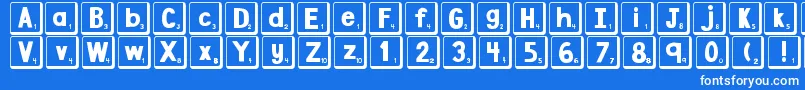 DjbLetterGameTiles2 Font – White Fonts on Blue Background