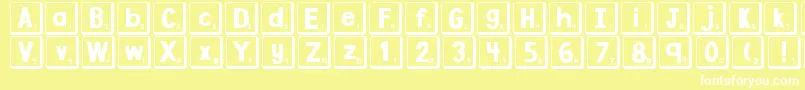 Fonte DjbLetterGameTiles2 – fontes brancas em um fundo amarelo