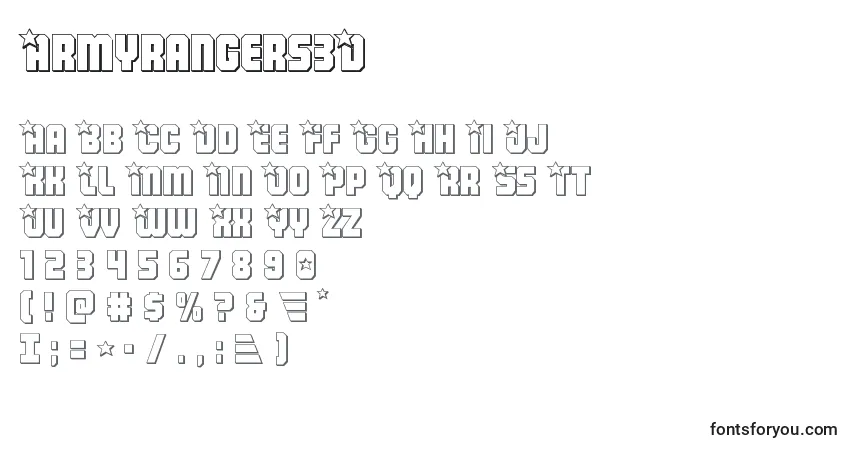 Czcionka Armyrangers3D – alfabet, cyfry, specjalne znaki